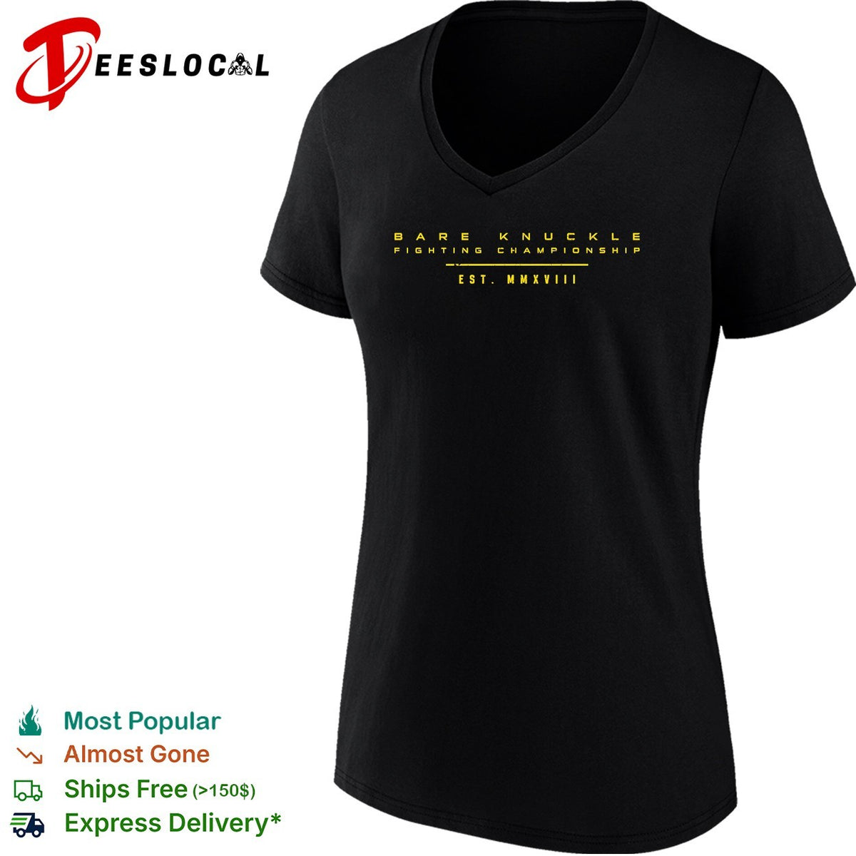 Bare knuckle fighting championship est emblem text shirt