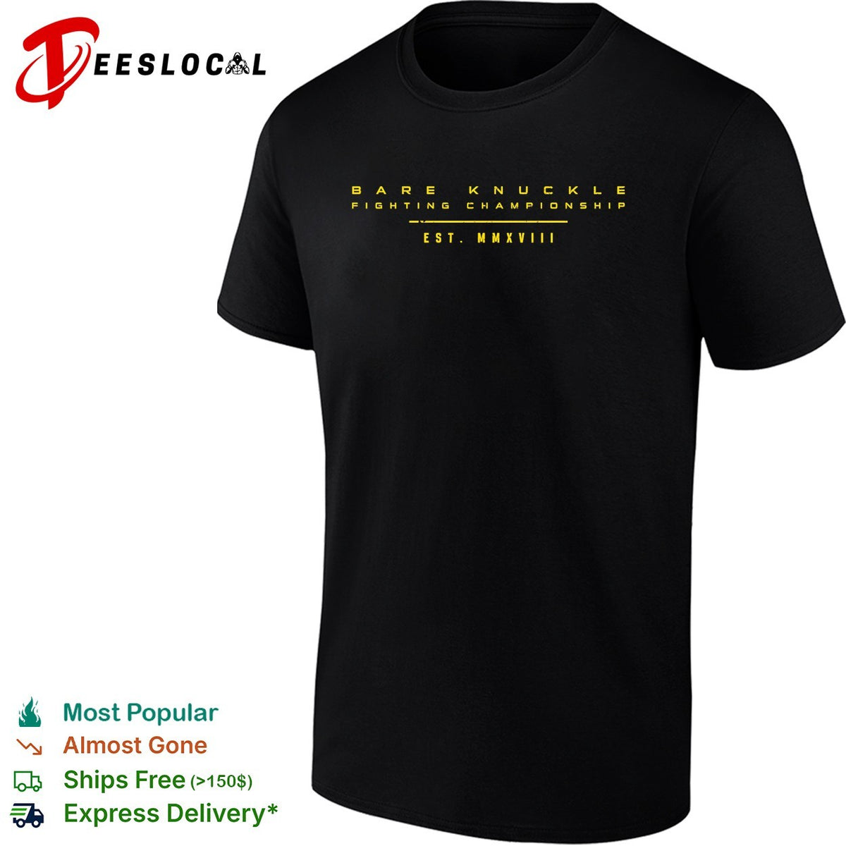 Bare knuckle fighting championship est emblem text shirt
