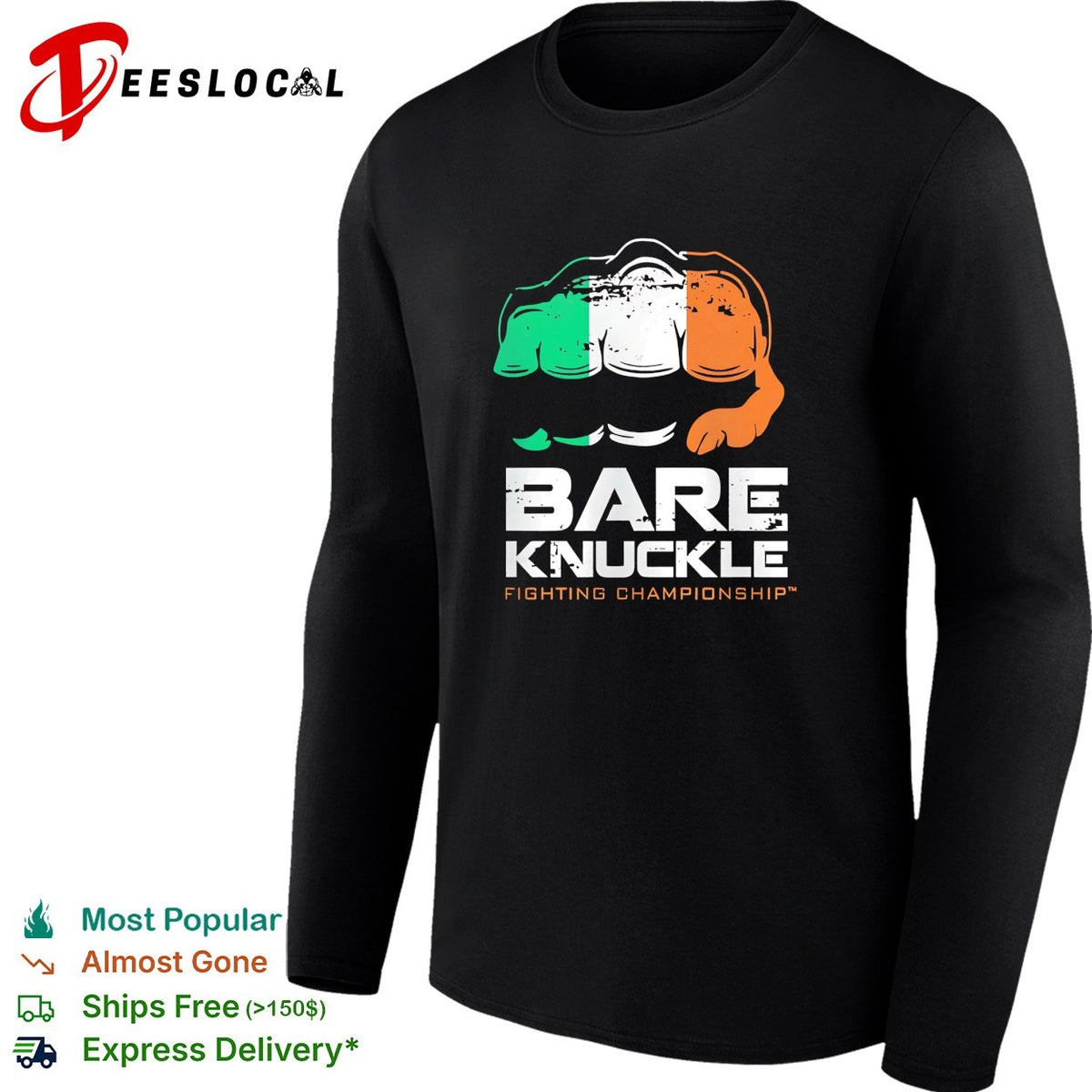 Bare knuckle fighting championship flag fist emblem shirt