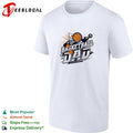 Basketball Dad bold action text hoop flying ball art shirt