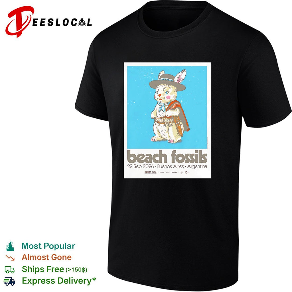Beach Fossils tour poster rabbit in poncho Buenos Aires Argentina 2026 shirt