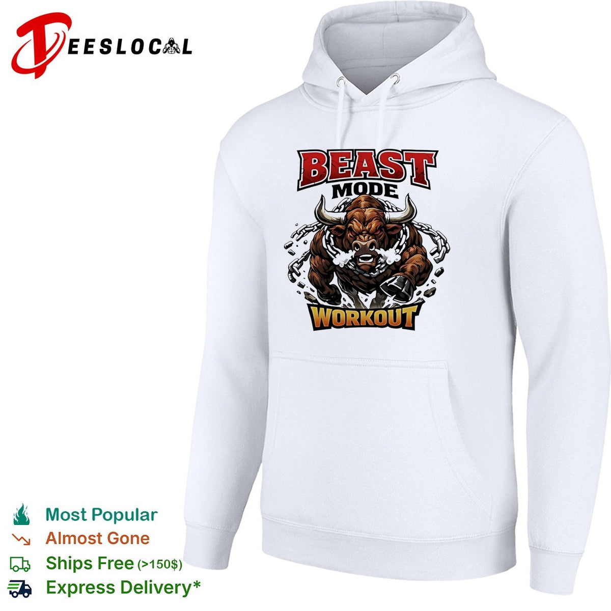 Beast mode workout illustrated bull with chains shirt
