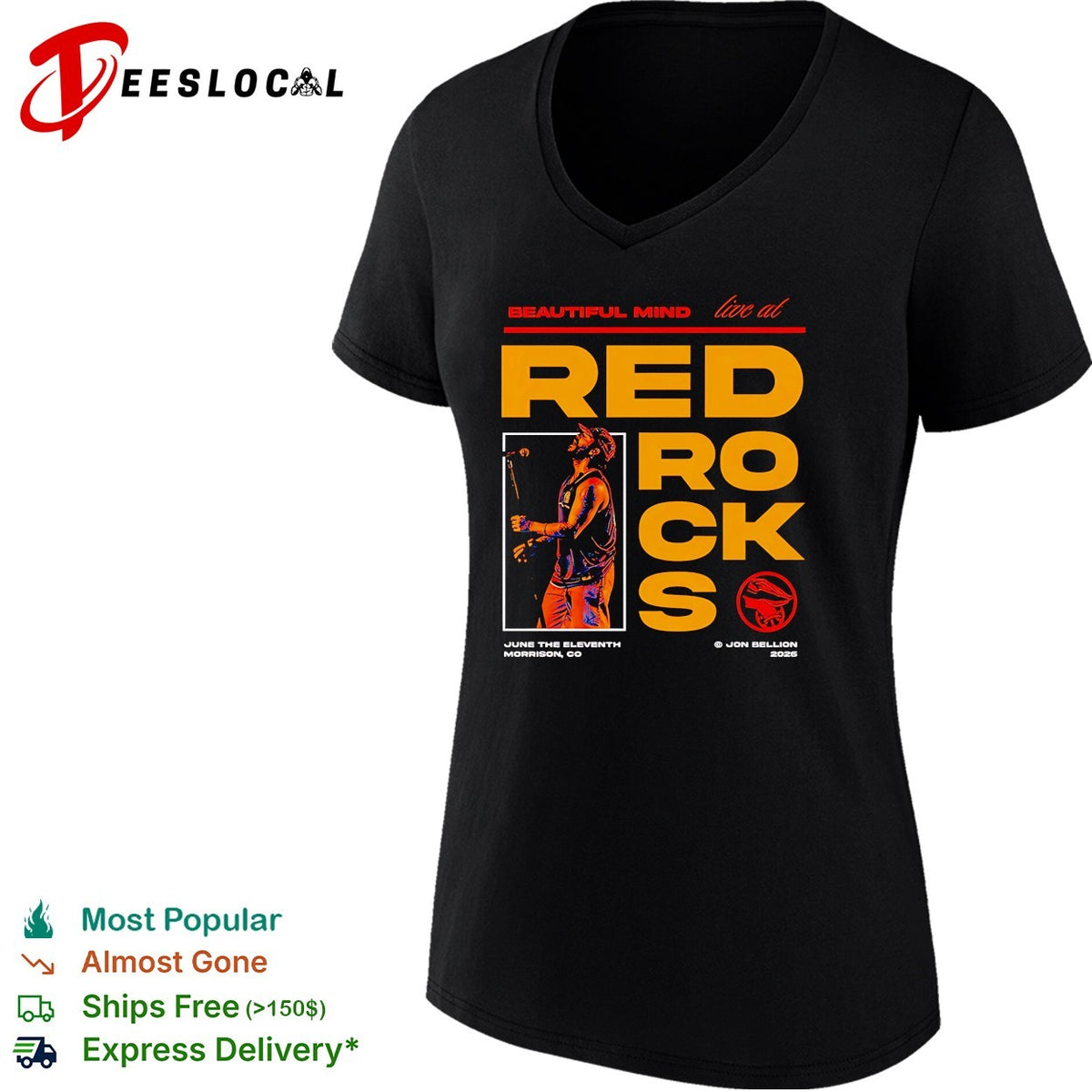Beautiful Mind live Red Rocks Morrison Colorado June 11 2026 concert shirt
