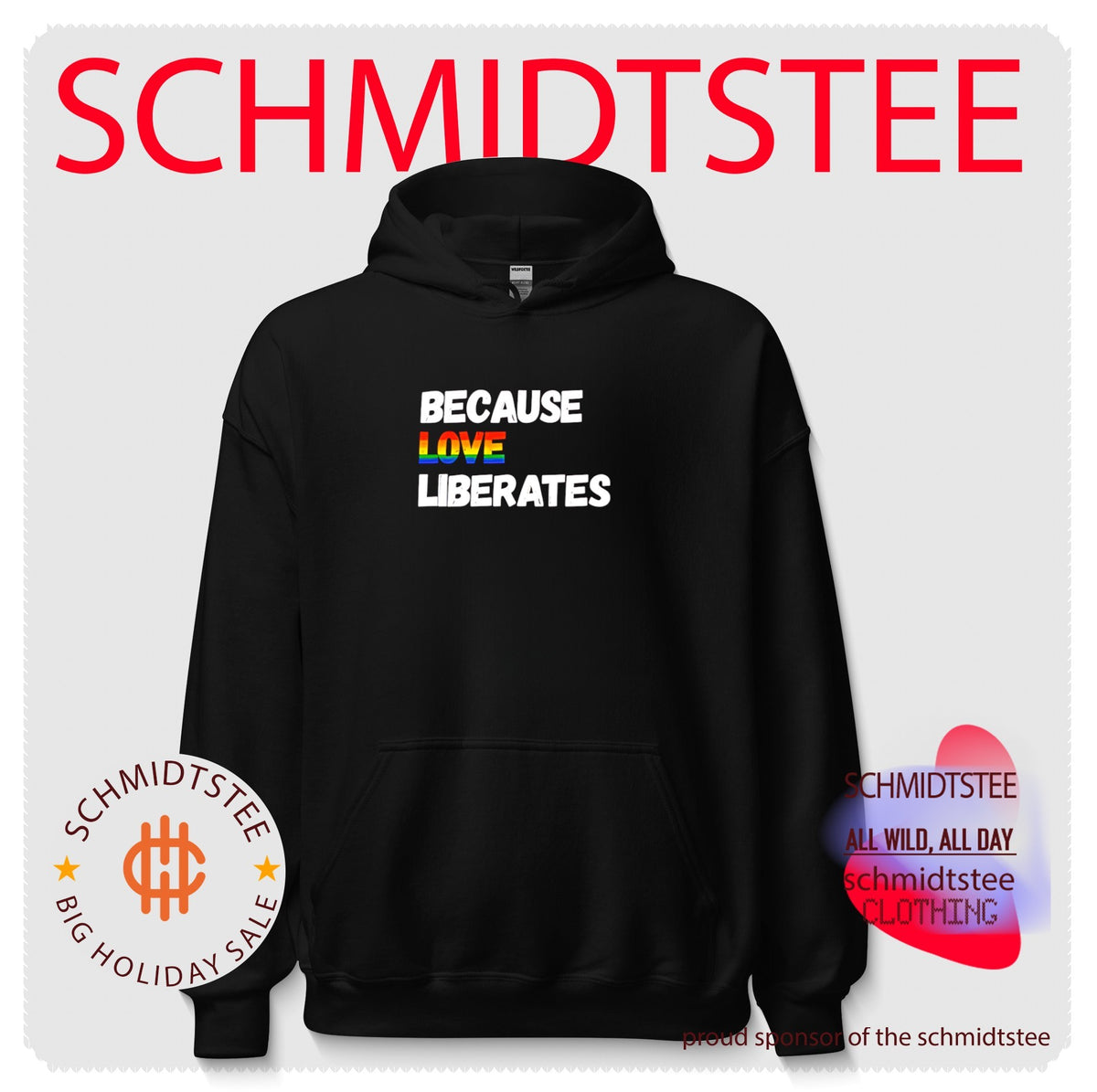 Because love liberates rainbow text shirt
