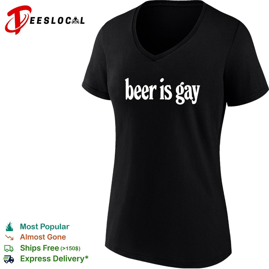 Beer is gay funny slogan parody text minimalist shirt