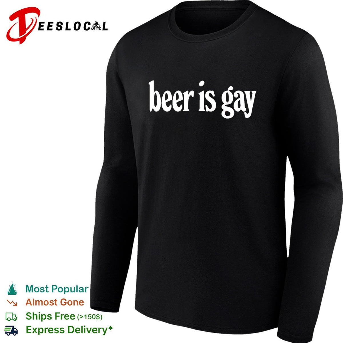 Beer is gay funny slogan parody text minimalist shirt