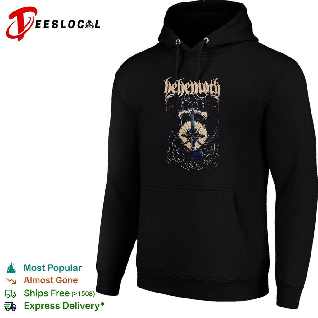 Behemoth Angelus Satani inverted cross shield logo crest death metal band shirt