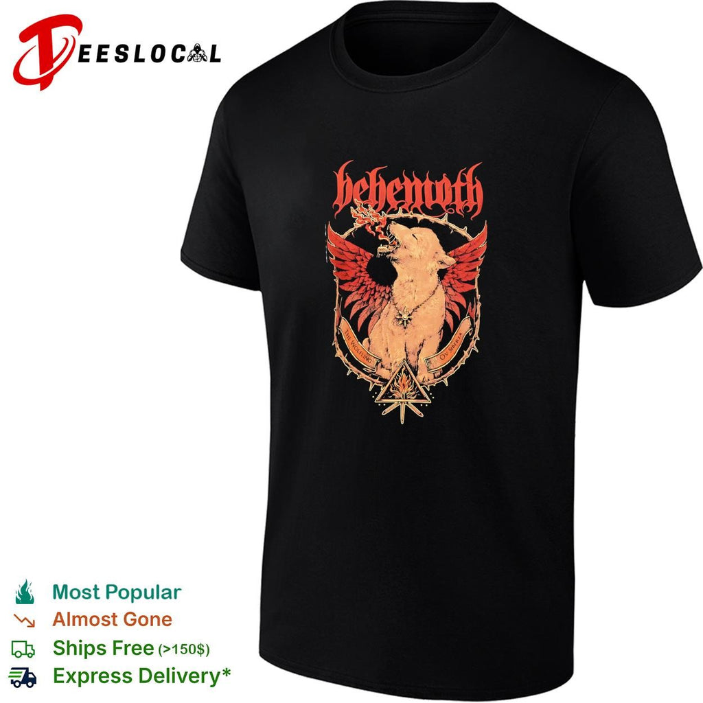 Behemoth The Wolfling Ov Siberia Fire Wings Wolf Sun Sigil Black Metal Music shirt