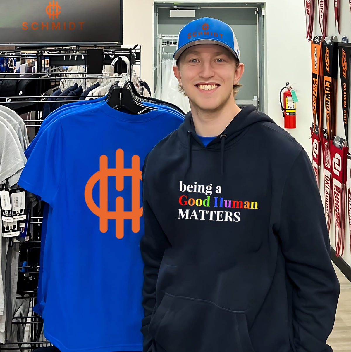 Being a good human matters in rainbow color text shirt