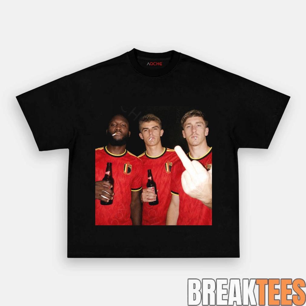 Belgian Red Devils Rebellion Drunk Smoke Middle Finger Tee