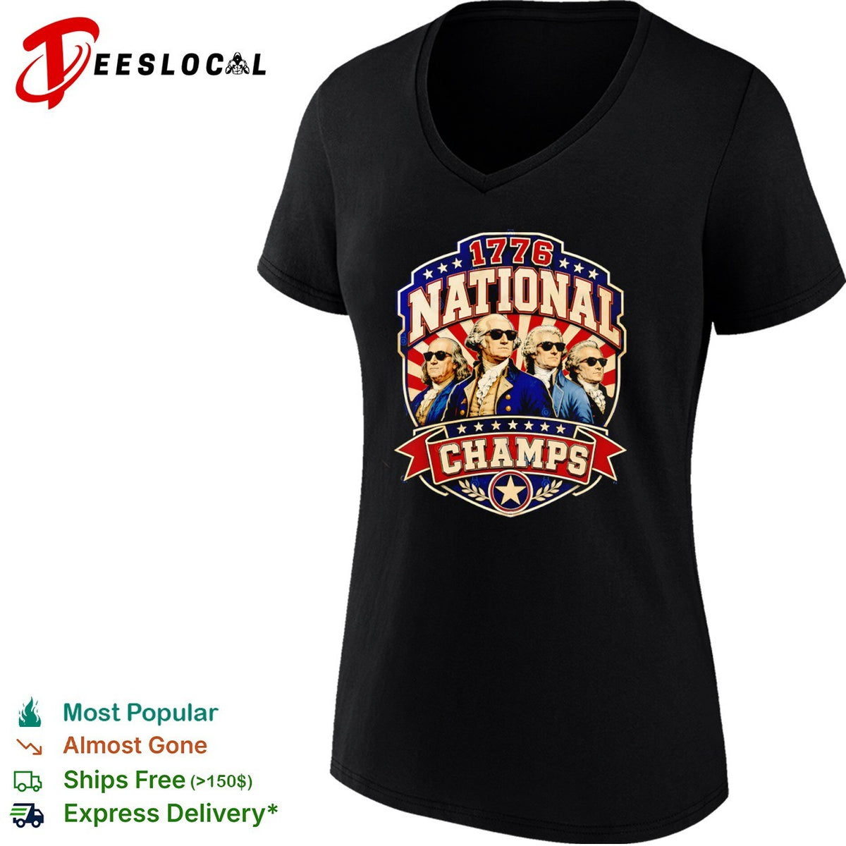 Benjamin Franklin George Washington Thomas Jefferson 1776 National Champs shirt