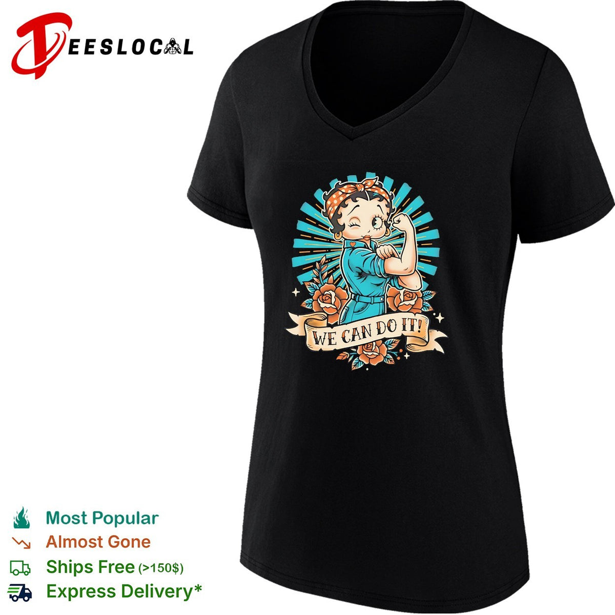 Betty the Riveter style of Rosie the Riveter and vintage shirt