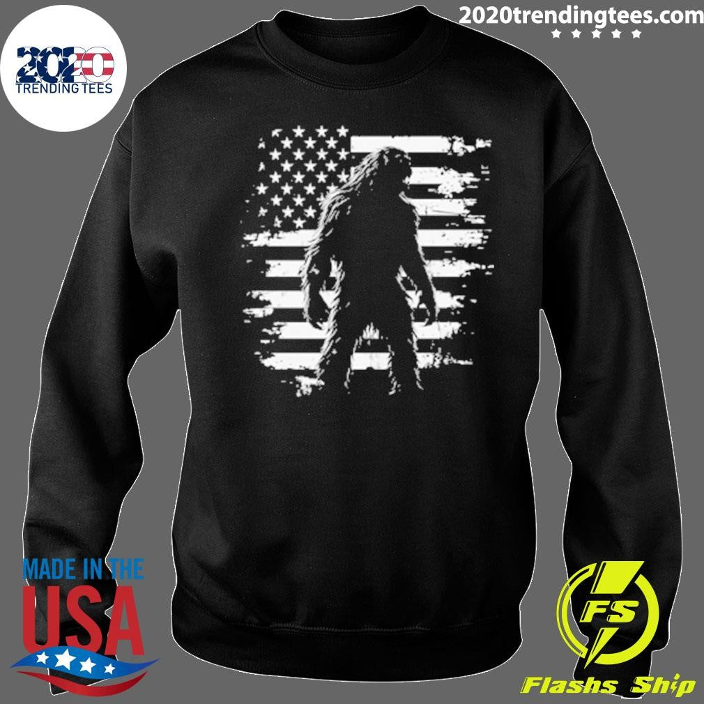 Bigfoot Sasquatch USA Flag Independence Day Tee Shirt