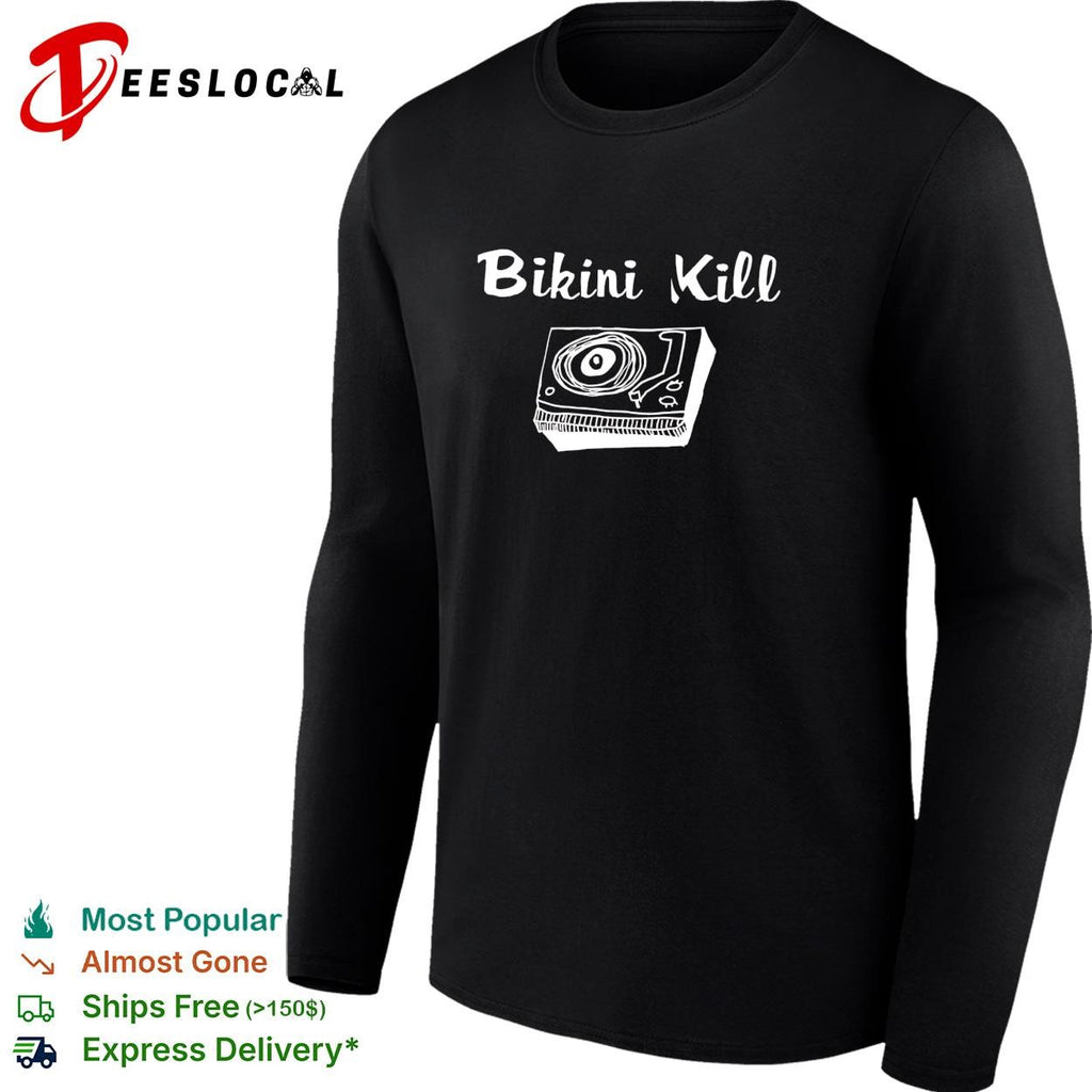 Bikini Kill Record Player Drawing Band Music Logo Punk Rock Minimalist Line Art shirt