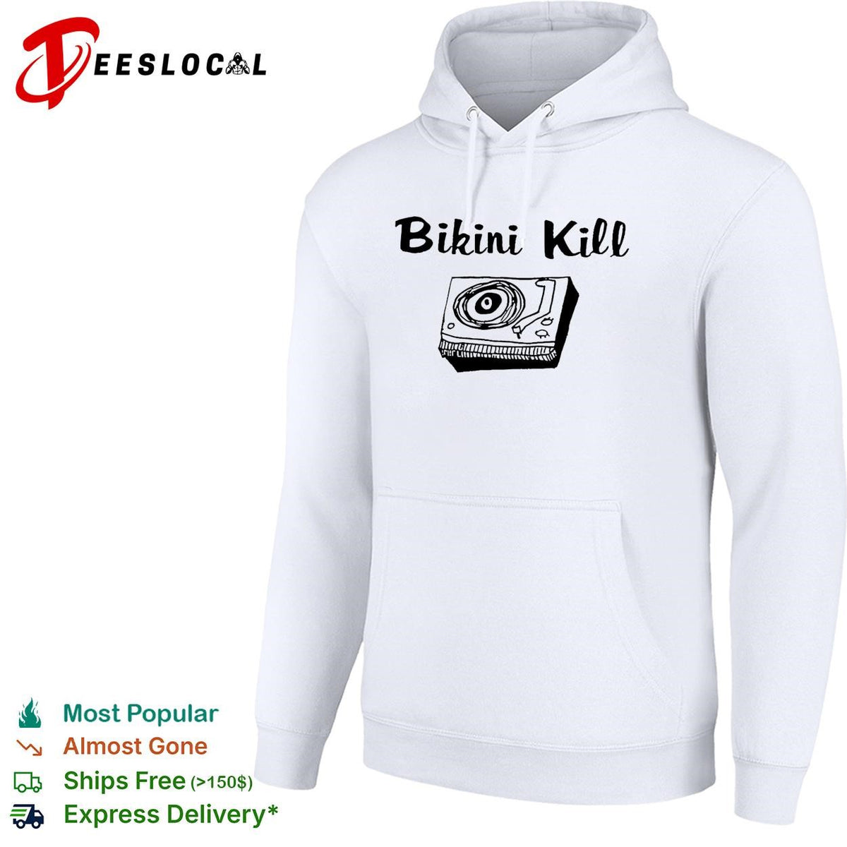 Bikini Kill Record Player Music Band Logo Print Essential Music Fan cotton shirt