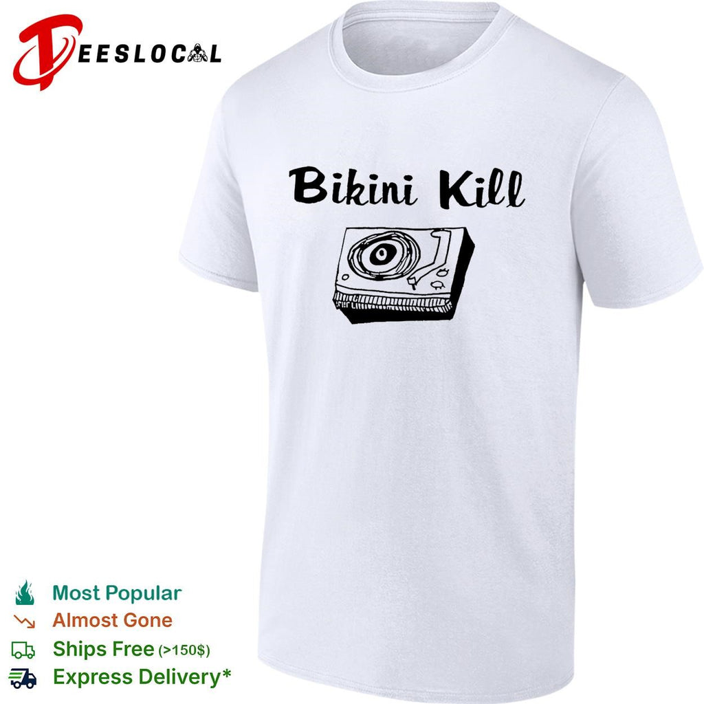 Bikini Kill Record Player Music Band Logo Print Essential Music Fan cotton shirt