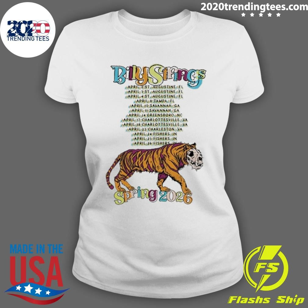 Billy Strings Spring 2026 Tour Tiger Battle Tee with Dates Shirt