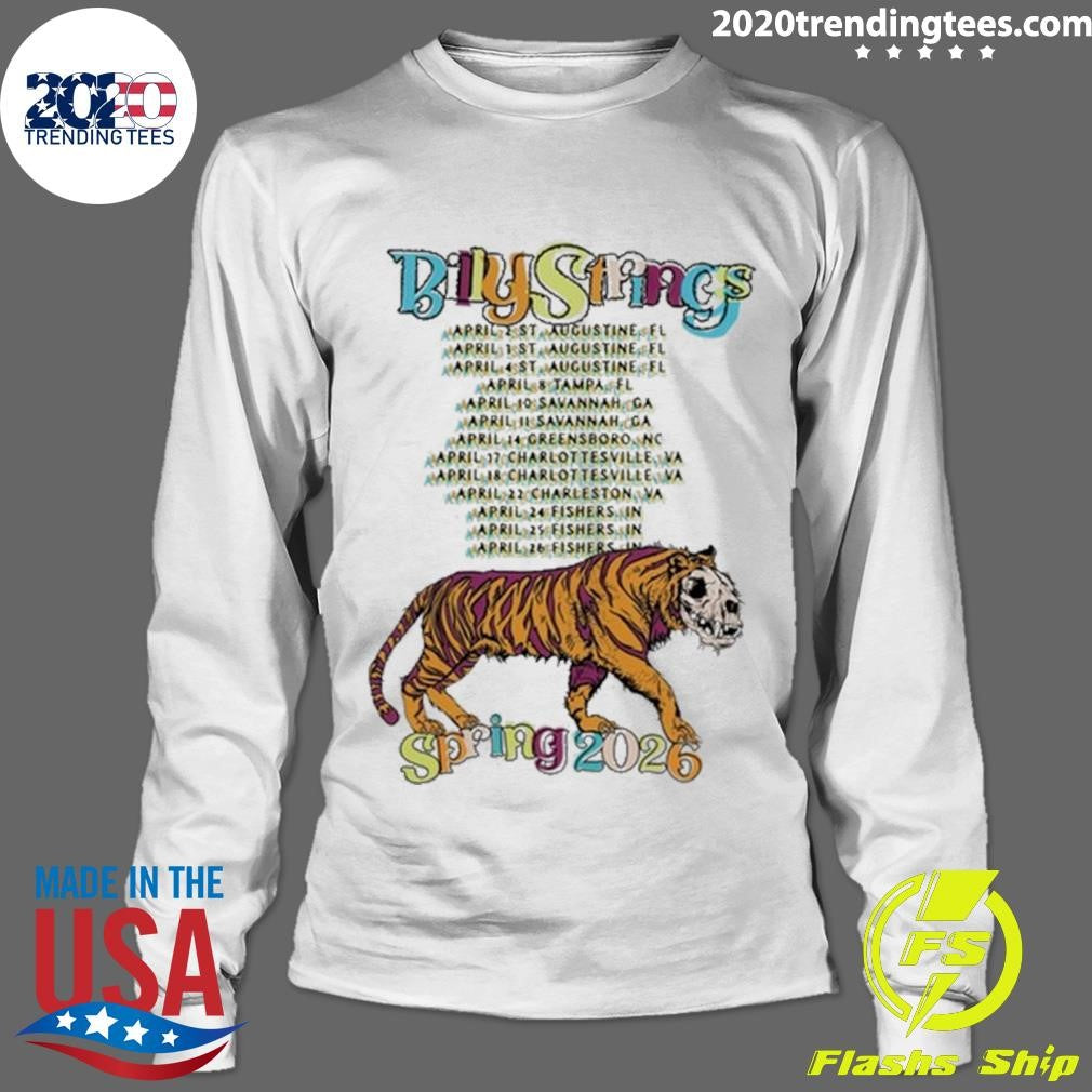 Billy Strings Spring 2026 Tour Tiger Battle Tee with Dates Shirt