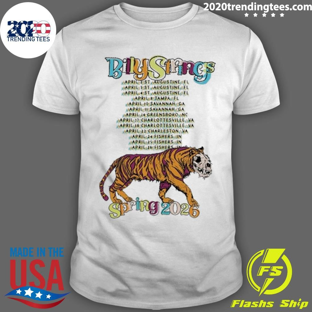 Billy Strings Spring 2026 Tour Tiger Battle Tee with Dates Shirt
