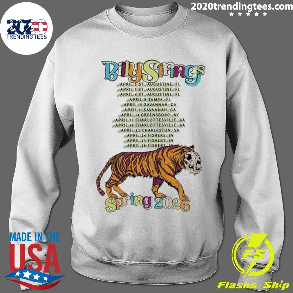 Billy Strings Spring 2026 Tour Tiger Battle Tee with Dates Shirt