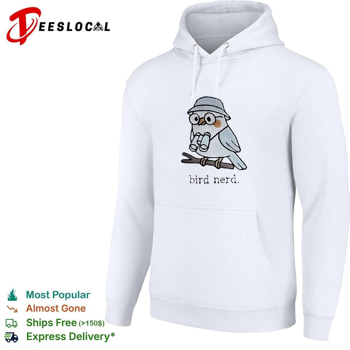 Bird nerd cute owl with binoculars on branch embroidered shirt