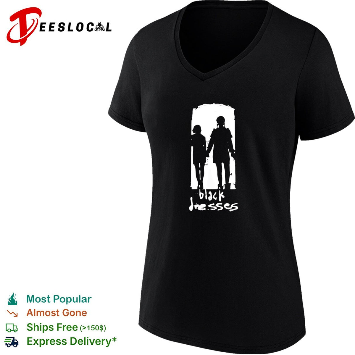 Black Dresses Silhouette Logo Band Music shirt