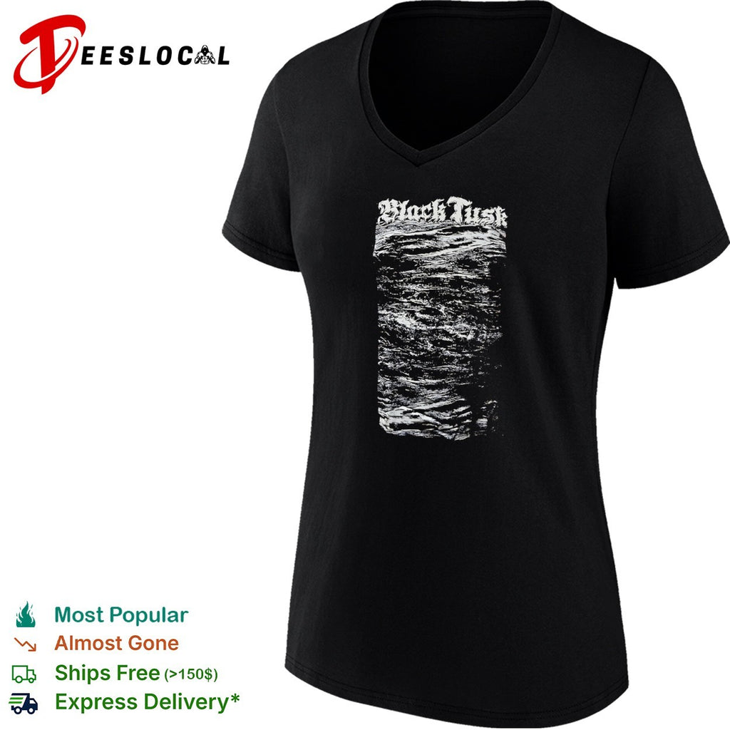 Black Tusk Band Logo and Abstract Wave Texture Heavy Metal Music shirt