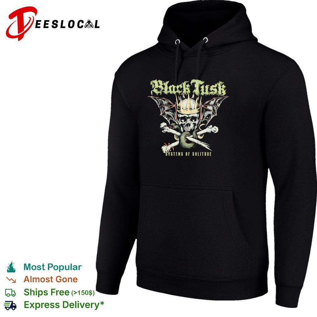 Black Tusk Systems of Solitude Crowned Skull Snake Wings Band Heavy Metal shirt