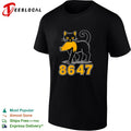 Black cat 8647 bold cartoon shirt