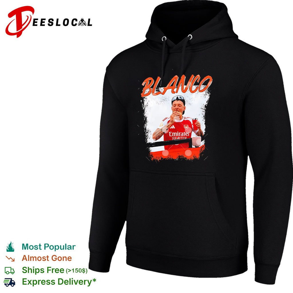 Blanco Arsenal player eating a sandwich after match candid photo graphic shirt