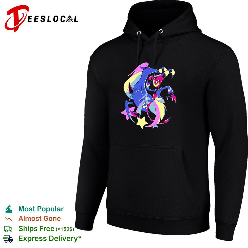 Blitz and Stolas Helluva Boss neon aesthetic stars vibrant fan art shirt