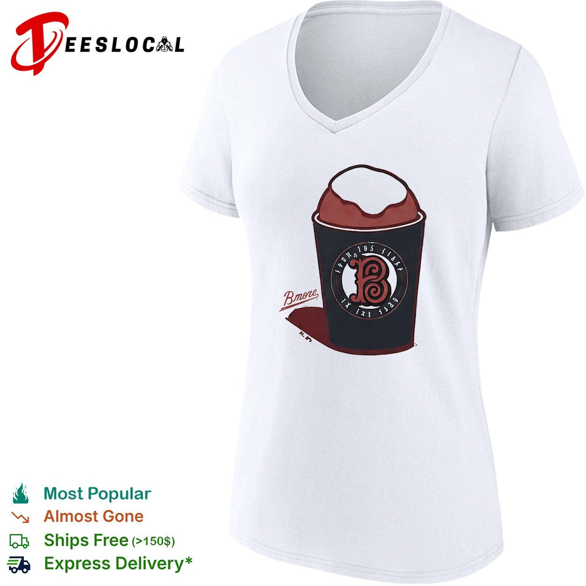 Bmore Baltimore Snowball Drink with Decorative B Logo Baltimore Baseball shirt