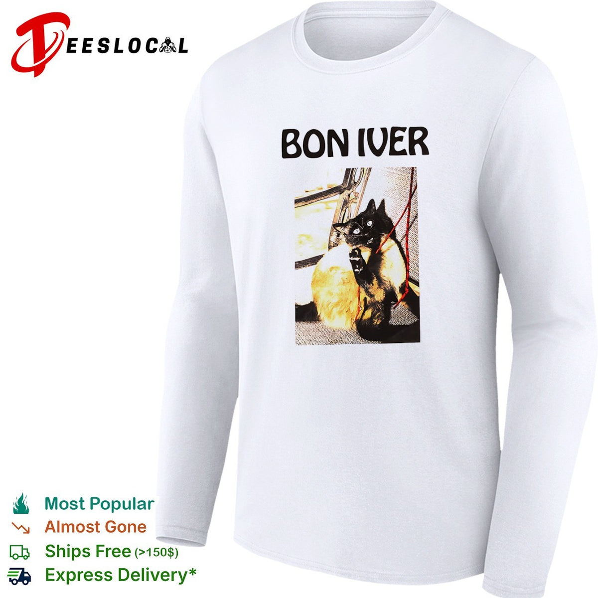 Bon Iver Cat Graphic shirt