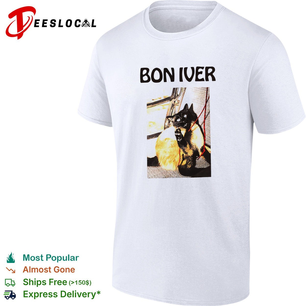 Bon Iver Cat Graphic shirt