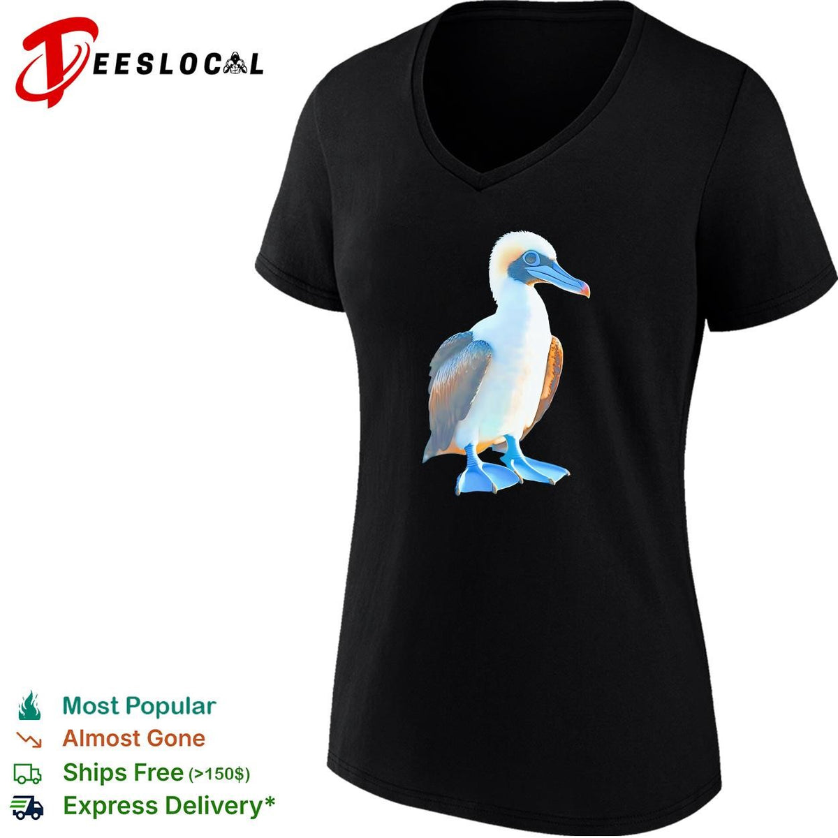 Booby seabird close-up photo realistic art shirt