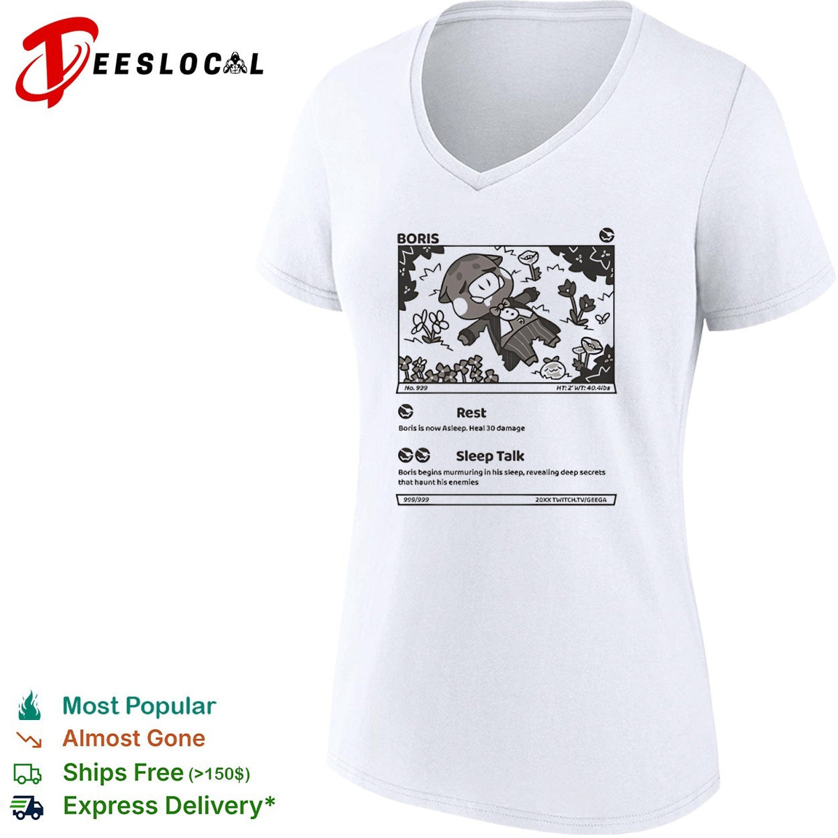 Boris Trading Card Game Design Rest Sleep Talk 20XX Shirt