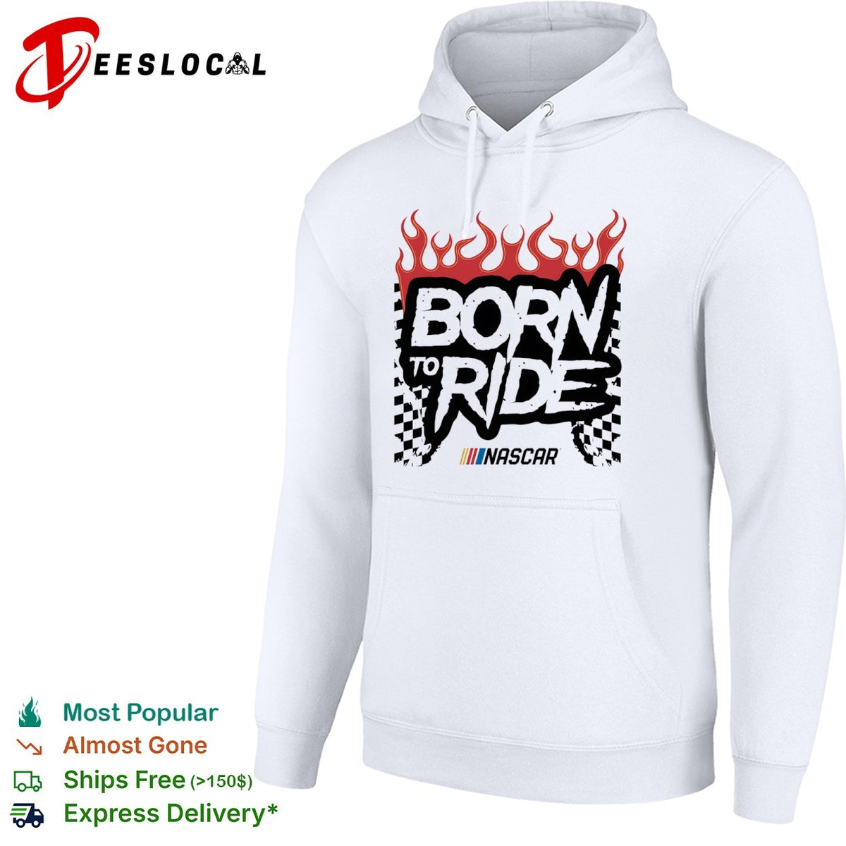 Born to Ride NASCAR Flames Checkered Flag shirt