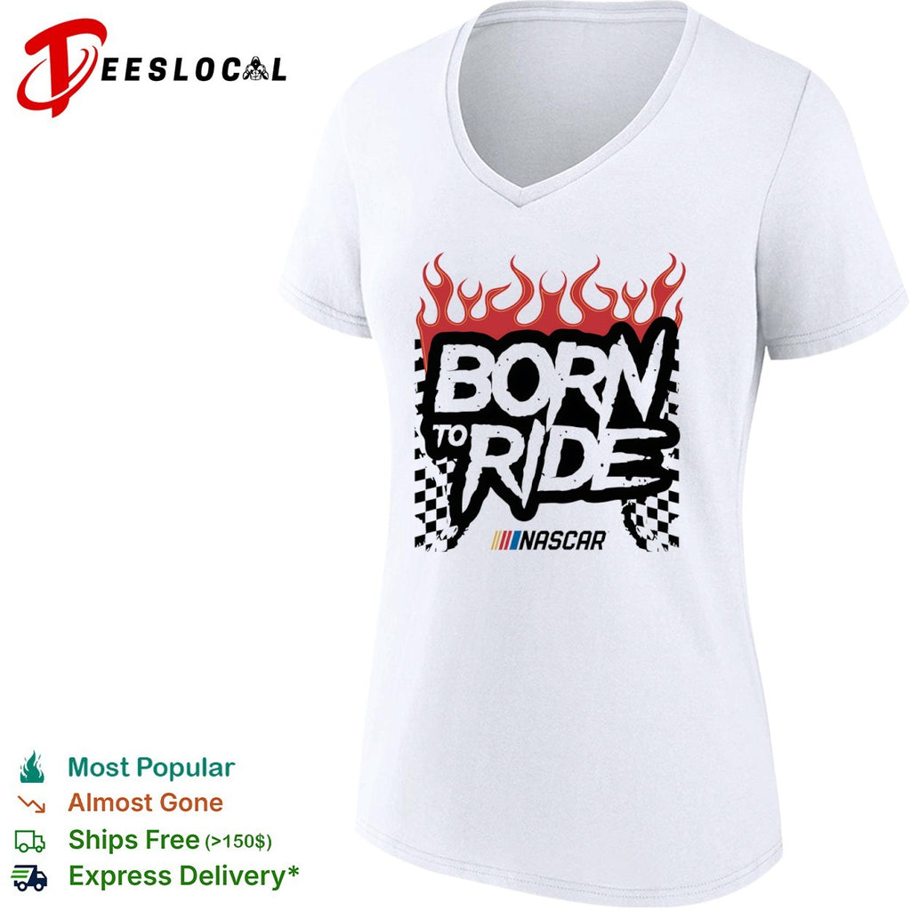 Born to Ride NASCAR Flames Checkered Flag shirt