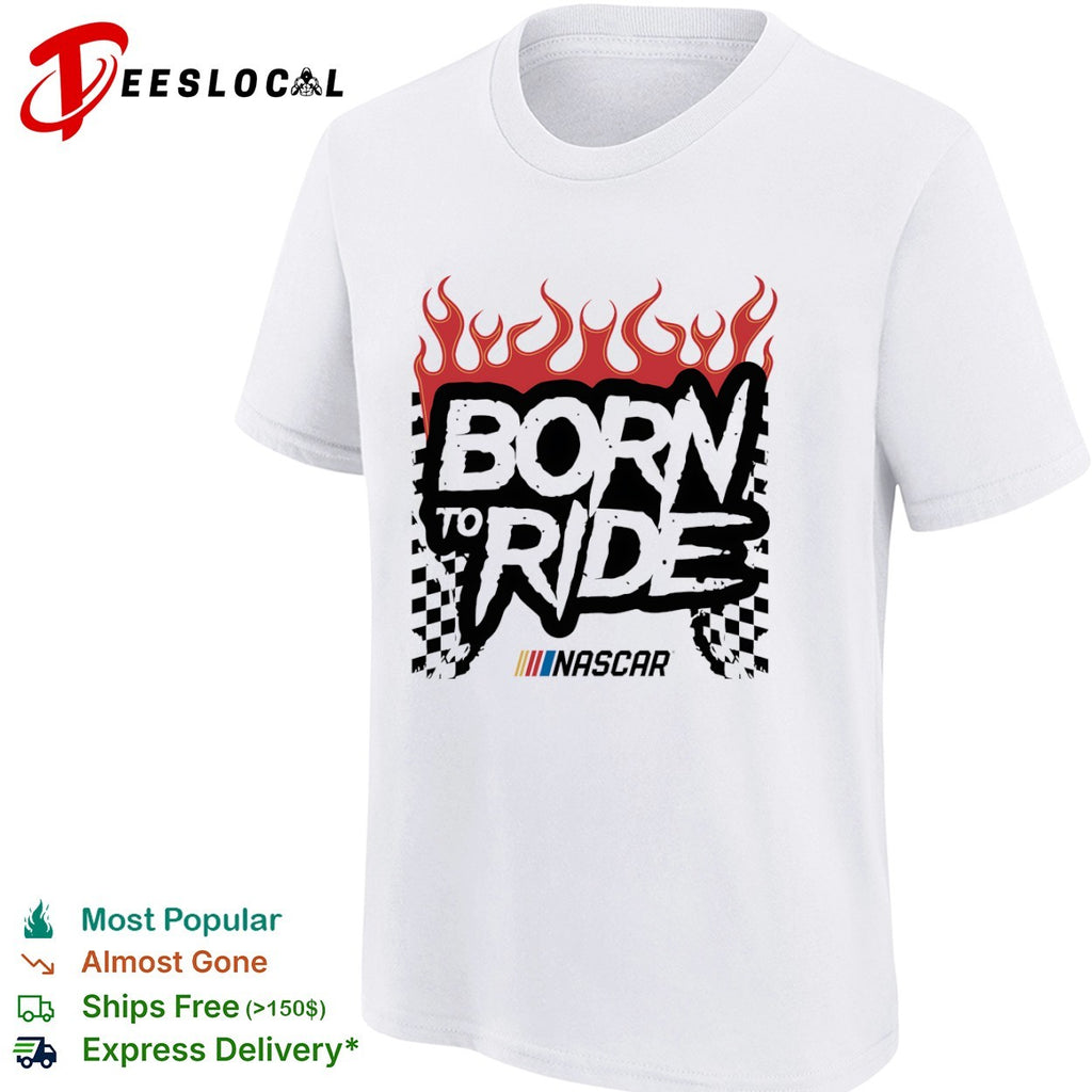 Born to Ride NASCAR Flames Checkered Flag shirt