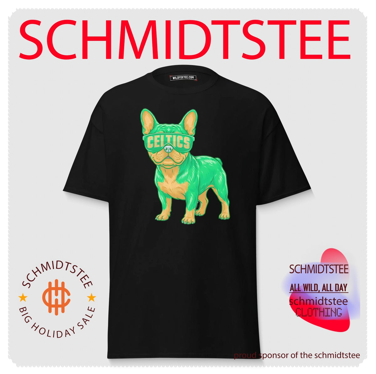 Boston Celtics French Bulldog cartoon shirt