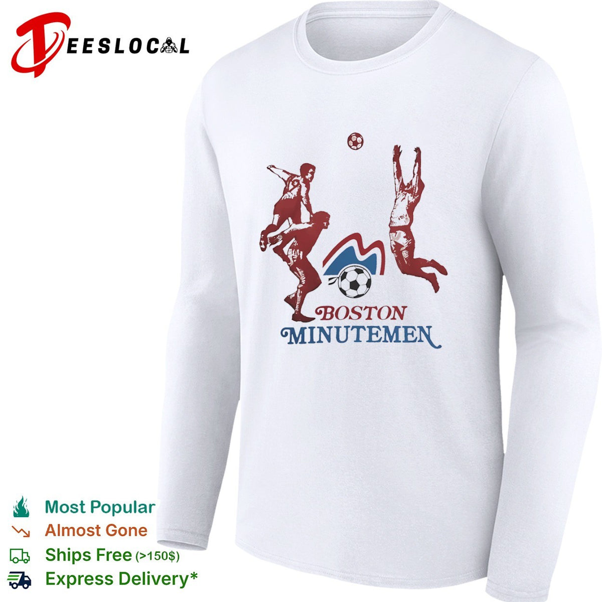 Boston Minutemen NASL Soccer Team Logo and Players shirt