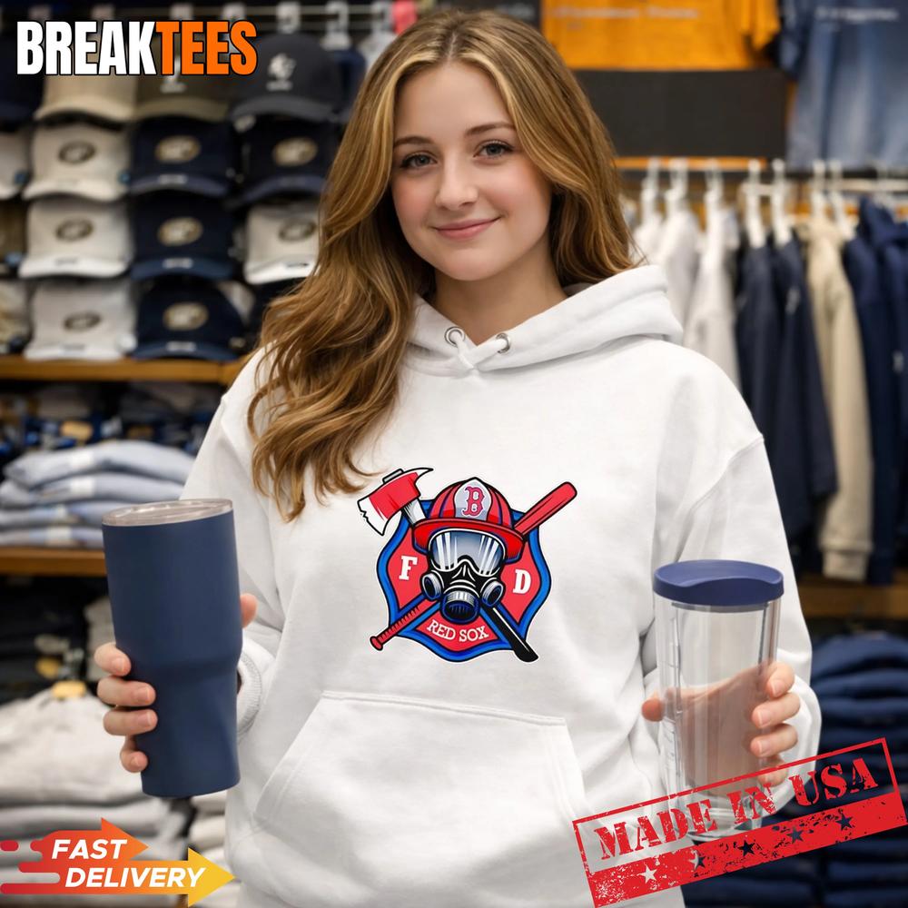 Boston Red Sox x Firefighters Helmet Axe And Baseball Bat T-Shirt