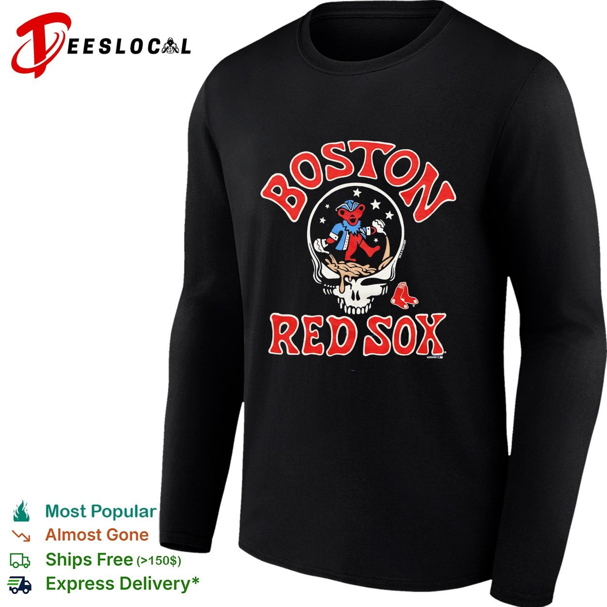 Boston Red Sox x Grateful Dead skull jester MLB graphic shirt