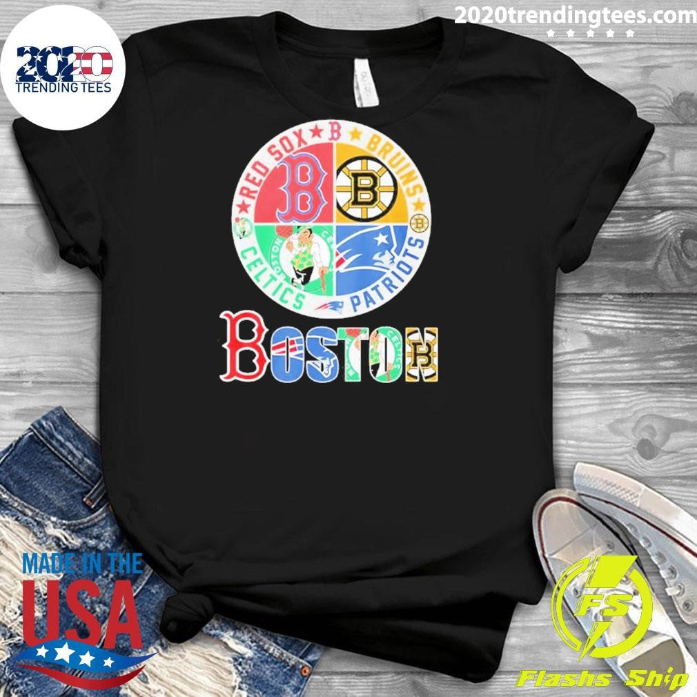 Boston Sports Teams Celtics Patriots Bruins And Red Sox Logo Shirt
