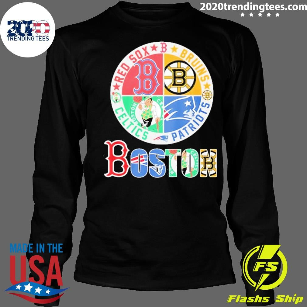 Boston Sports Teams Celtics Patriots Bruins And Red Sox Logo Shirt