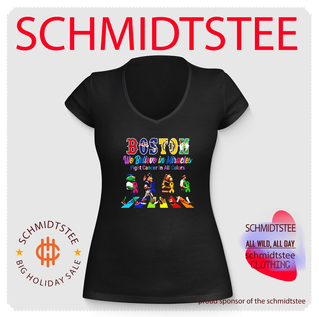 Boston Sports We believe in Miracles fight cancer on all colors abbey road shirt