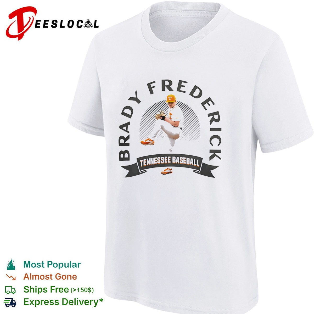 Brady Frederick Tennessee Volunteers Baseball shirt