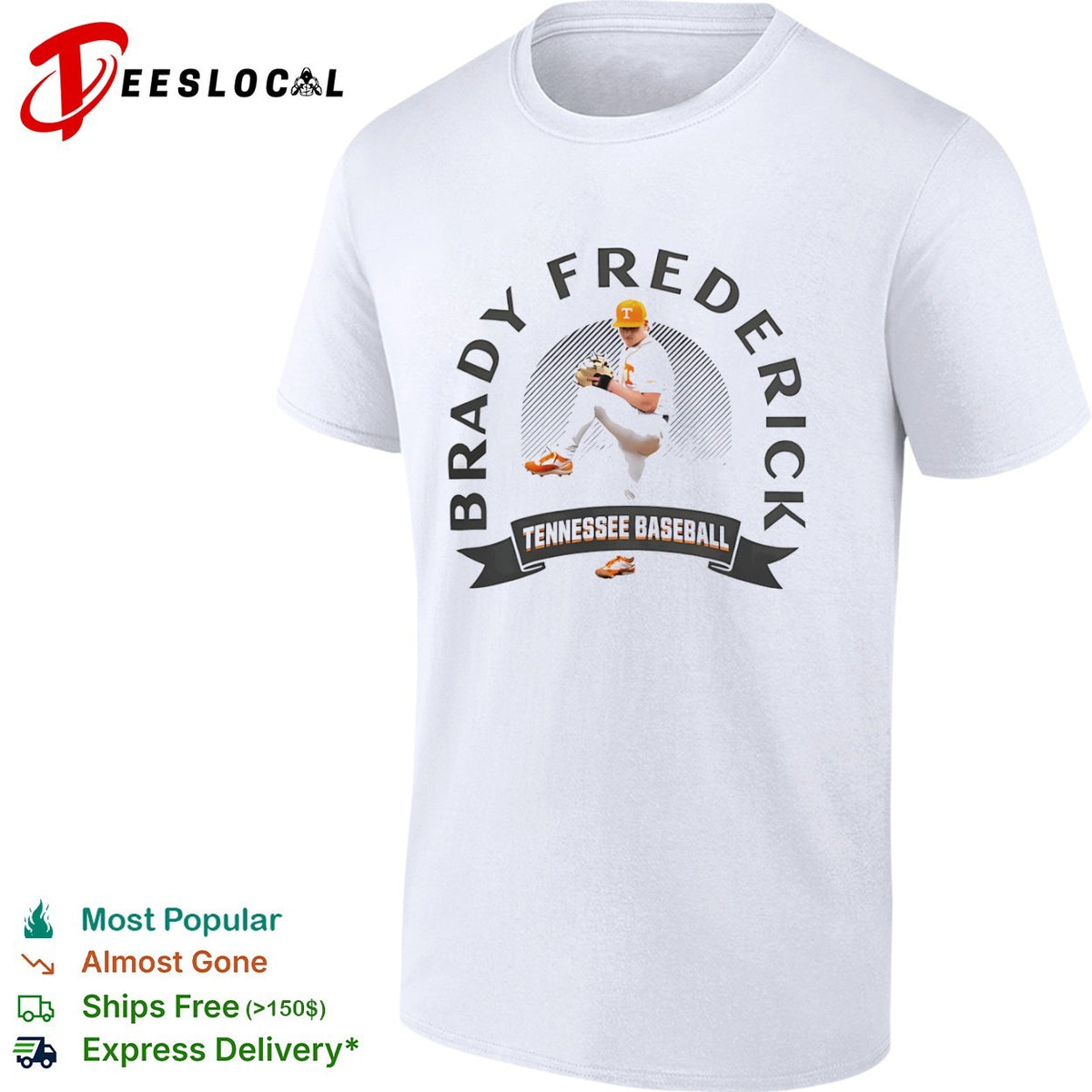 Brady Frederick Tennessee Volunteers Baseball shirt