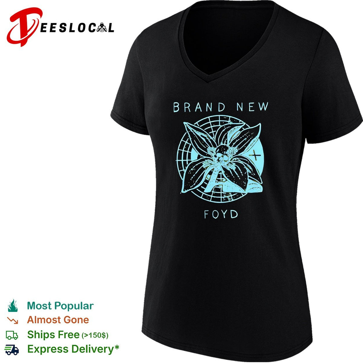 Brand New band Foyd botanical skull shirt