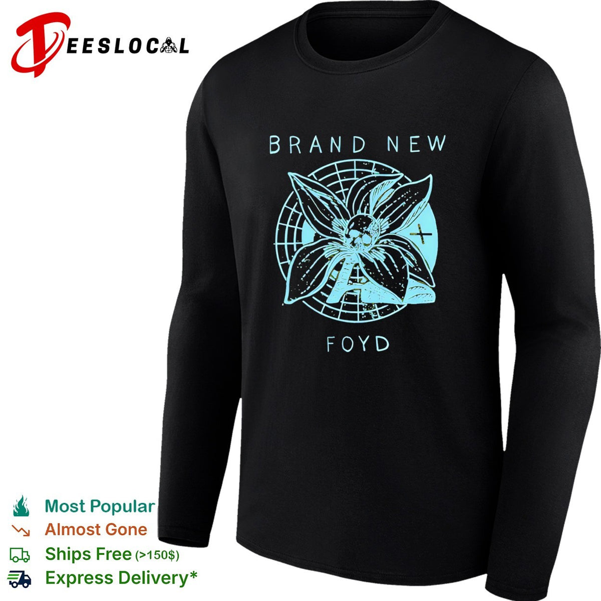 Brand New band Foyd botanical skull shirt